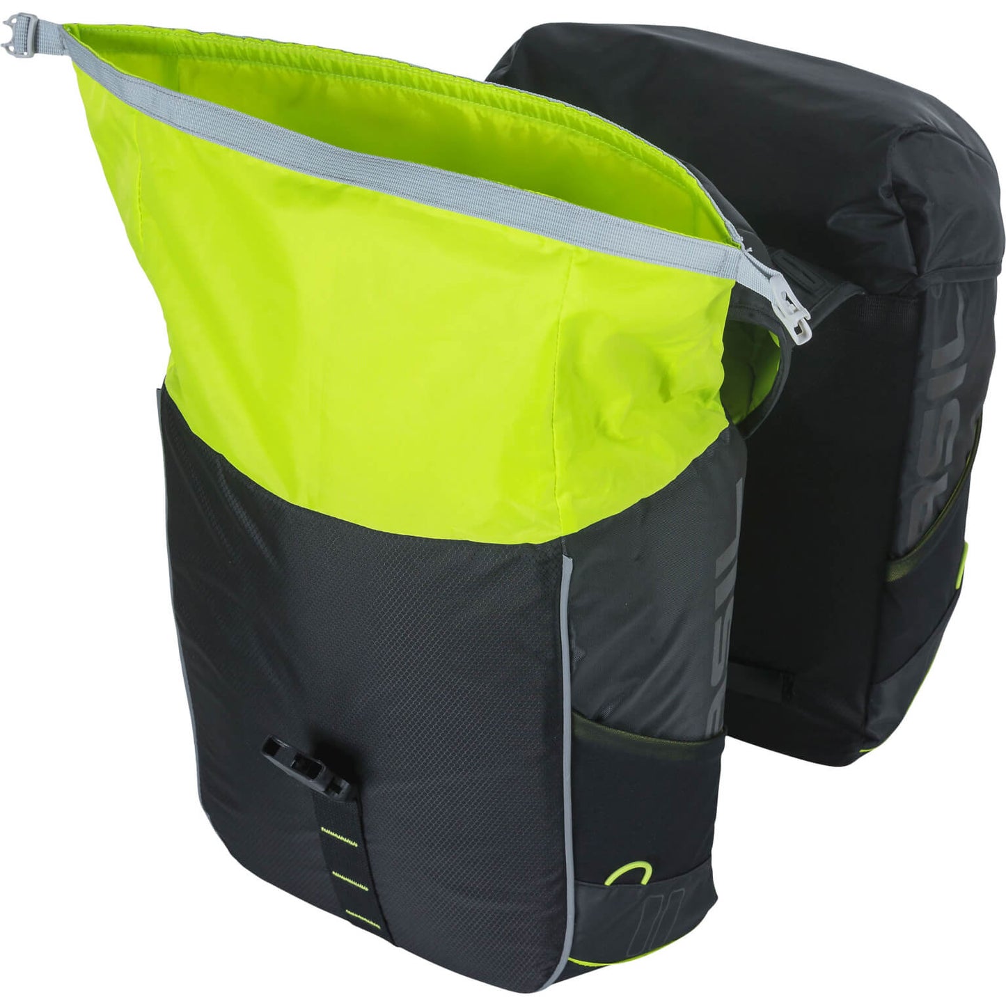 Basil Miles Double Bag - waterdichte dubbele fietstas, unisex, sportief, zwart-limoen