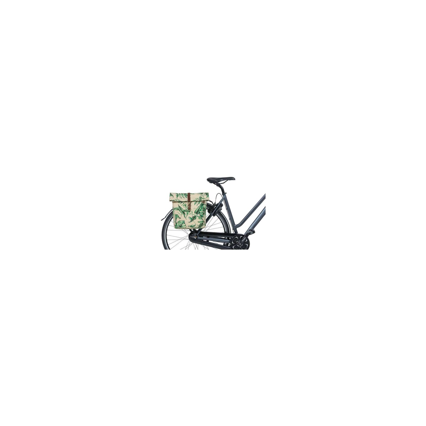 Basil Ever-Green dubbele fietstas, gerecycled PET, waterkerende vouwsluiting, unisex, fiets, sandshell beige
