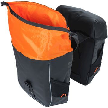 Basil Miles Tarpaulin - Dubbele fietstas, waterdicht, 34L, zwart oranje