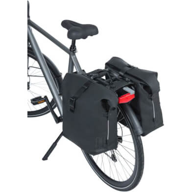 Basil SoHo dubbele fietstas Nordlicht - waterdicht, PU, rolltopsluiting, geschikt voor MIK, 41 ltr, night zwart