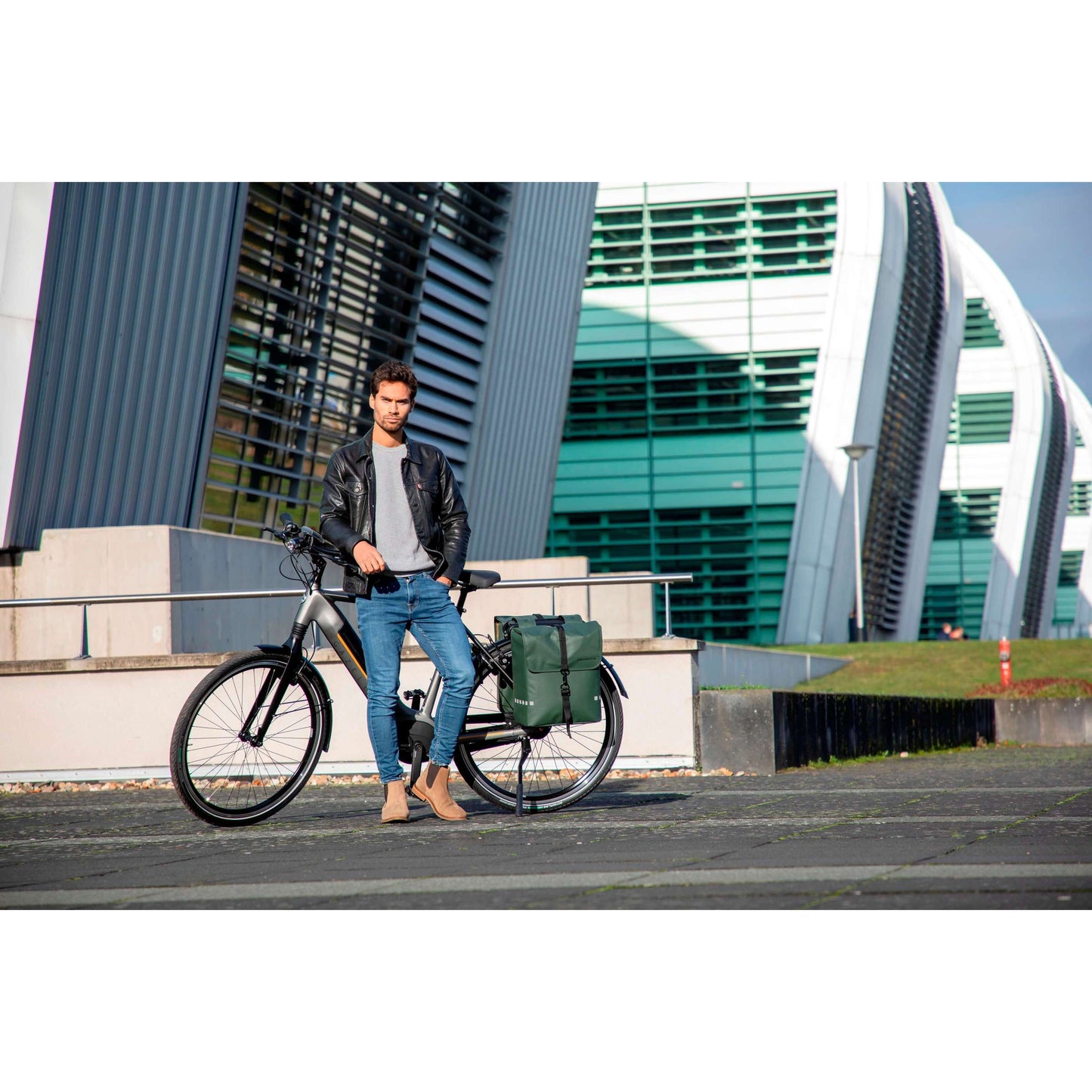 Fietstas Odense - Stoere, ruime dubbele achtertas voor elektrische fietsen - Groen