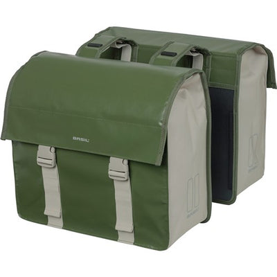 Basil Urban Load dubbele fietstas - waterdicht tarpaulin polyester - groen zand - 48-53L