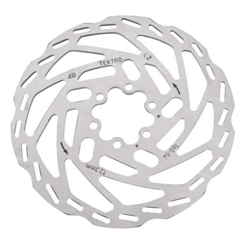 Tektro schijfrem rotor tr160-54 ø160 2.3mm, zilver