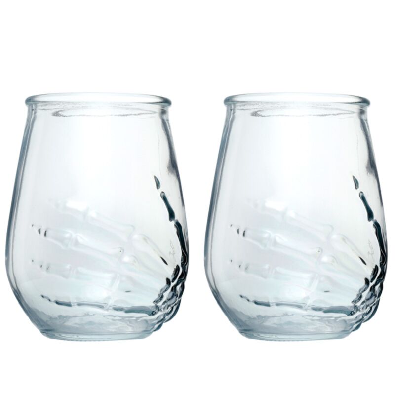 Skelet hand set 2 glazen drinkglazen 250ml
