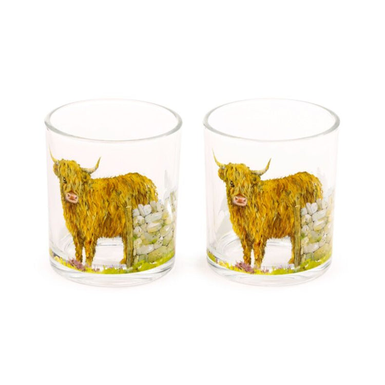 Jan pashley highland koe set 2 glazen drinkglazen 250ml