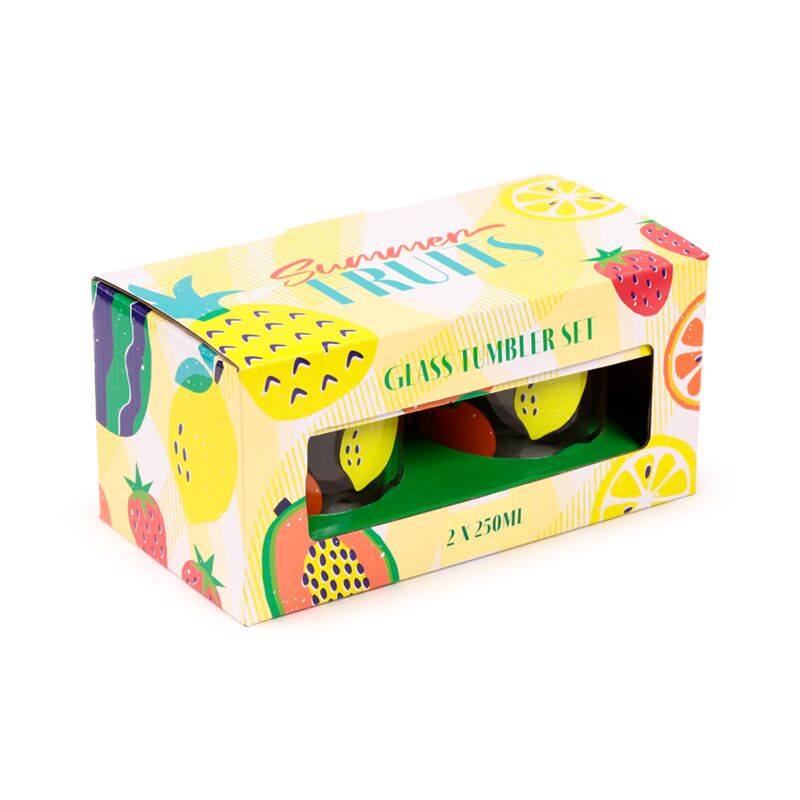Zomer fruit set 2 glazen drinkglazen 250ml