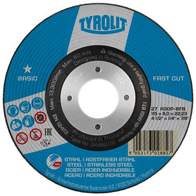 Tyrolit abs 125x6.0mm a30p-bfb basic st rvs fast cut | 10 stuks