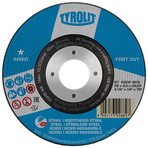 Tyrolit abs 125x6.0mm a30p-bfb basic st rvs fast cut | 10 stuks