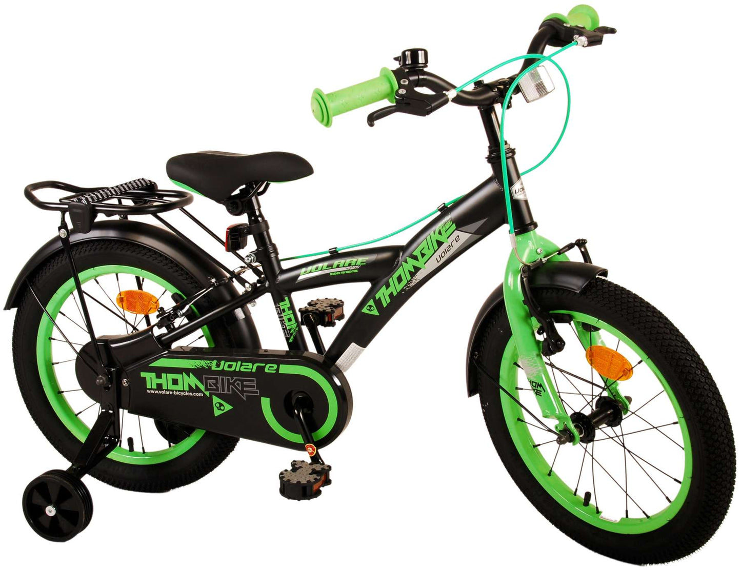 Volare Thombike Kinderfiets - Jongens - 16 inch - Zwart Groen - Twee Handremmen