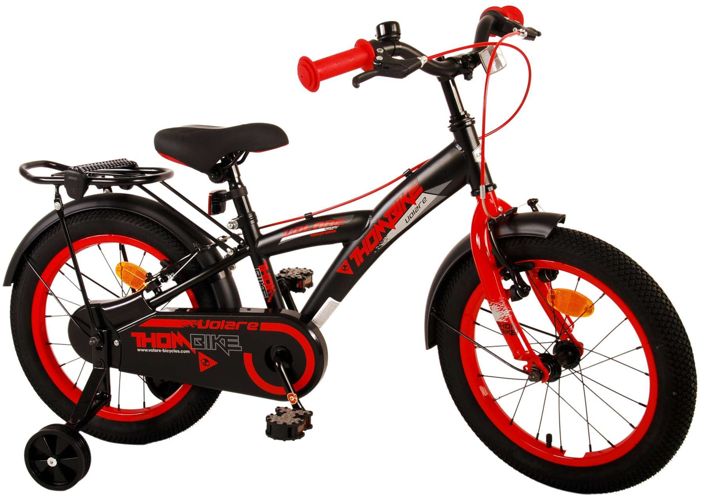 Volare Thombike Kinderfiets - Jongens - 16 inch - Zwart Rood - Twee Handremmen