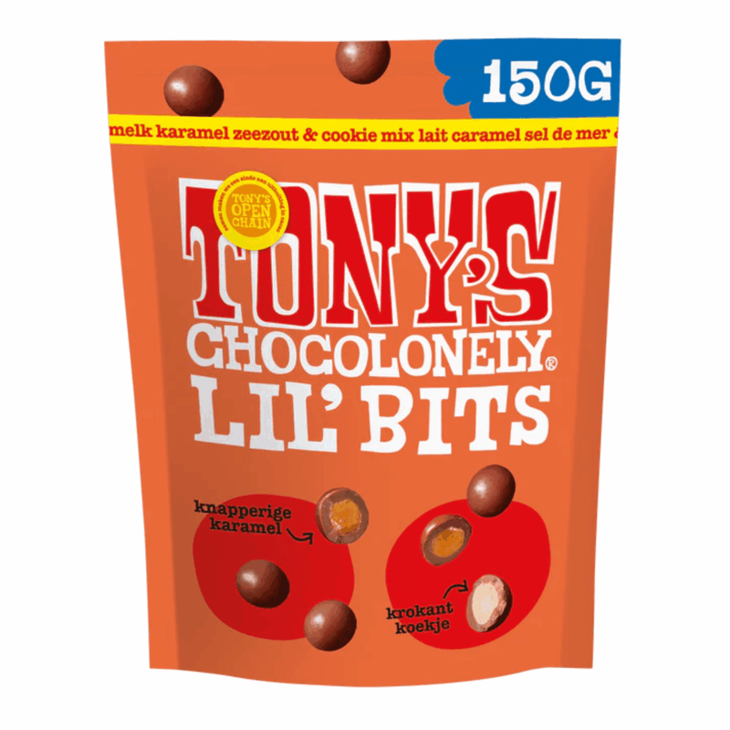 Tony's chocolonely lil' bits melk karamel zeezout cookie (8x 150gr)