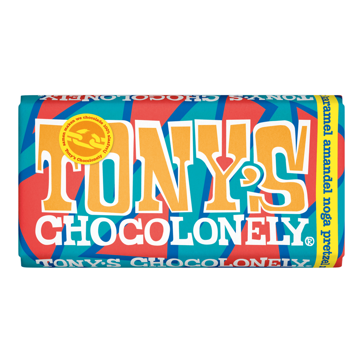 Tony's chocolonely tony's melk karamel zeezout pretzel noga (15x180gr)