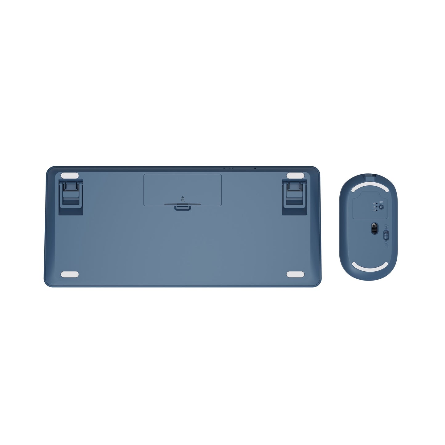 Trust lyra multi-device wireless keyboard mouse, desktopset (blauw, us lay-out, scissor switches, 800 - 1.600 dpi, 2,4 ghz usb, bluetooth, 65%)