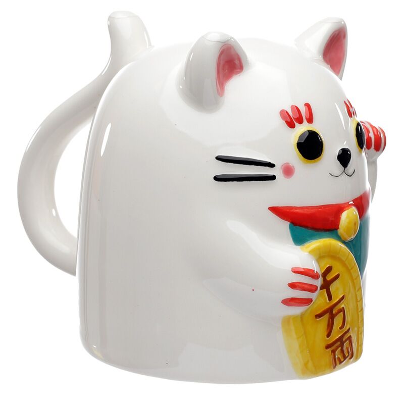 Maneki neko gelukskat ondersteboven keramiek mok