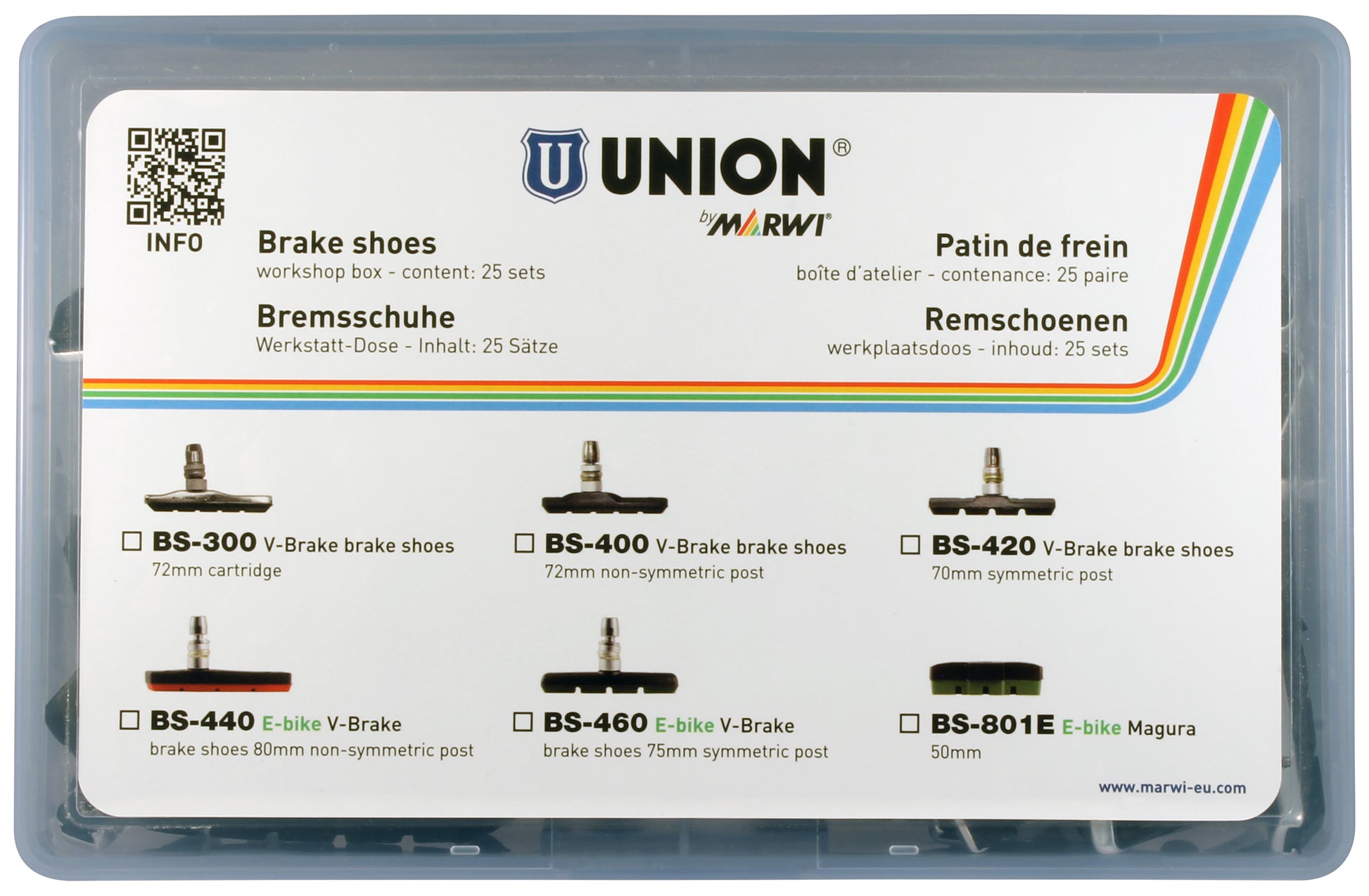 Marwi union velgremblokset bs-460 v-brake 75mm (25pr)