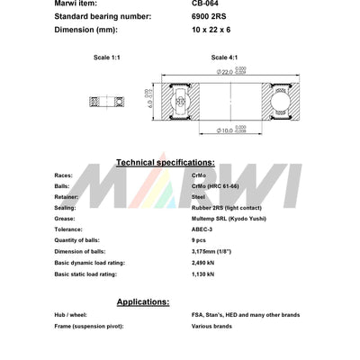 Union kogellager ball bearing cb-064 10x22x6