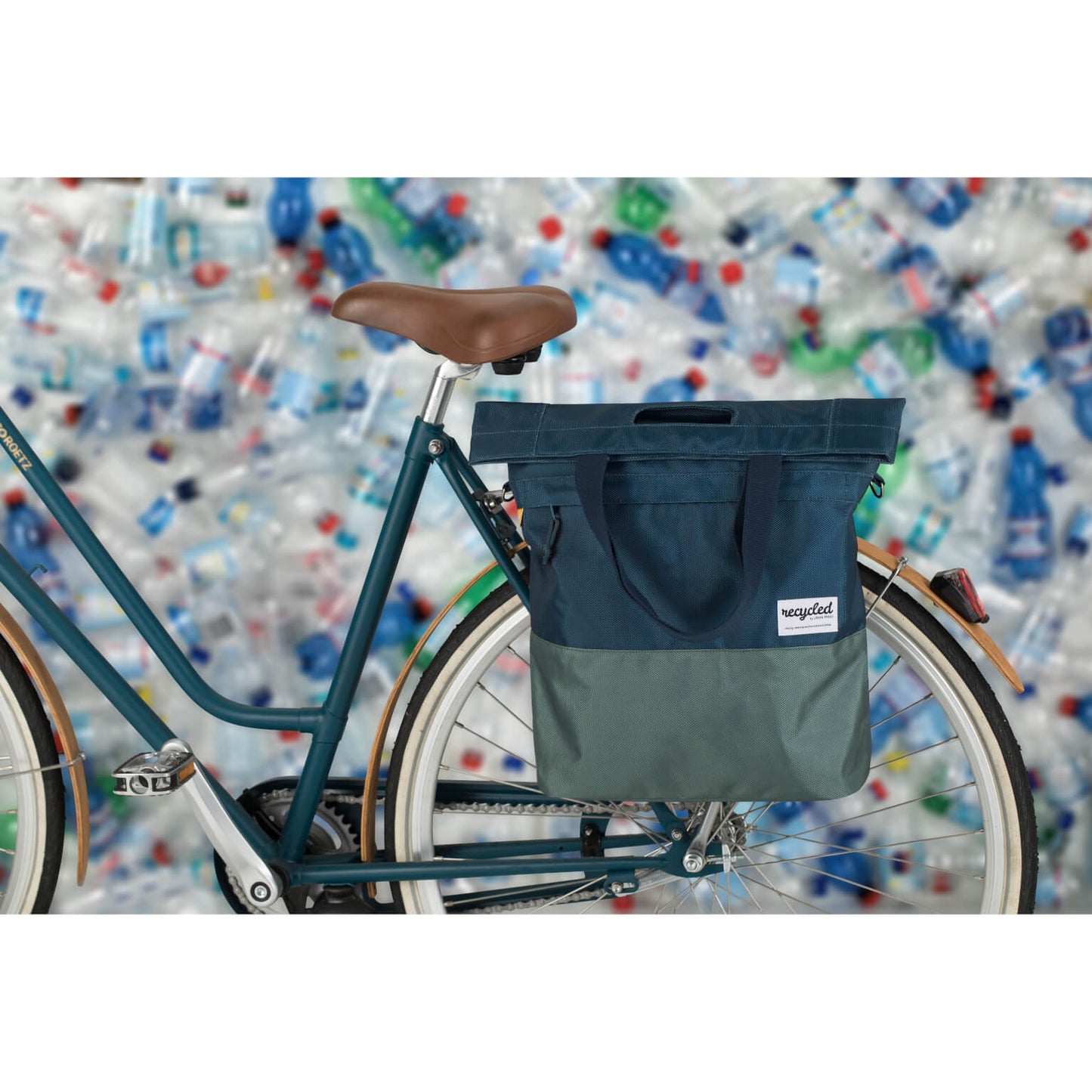 Urban Proof fietsshopper blauw-groen 20L