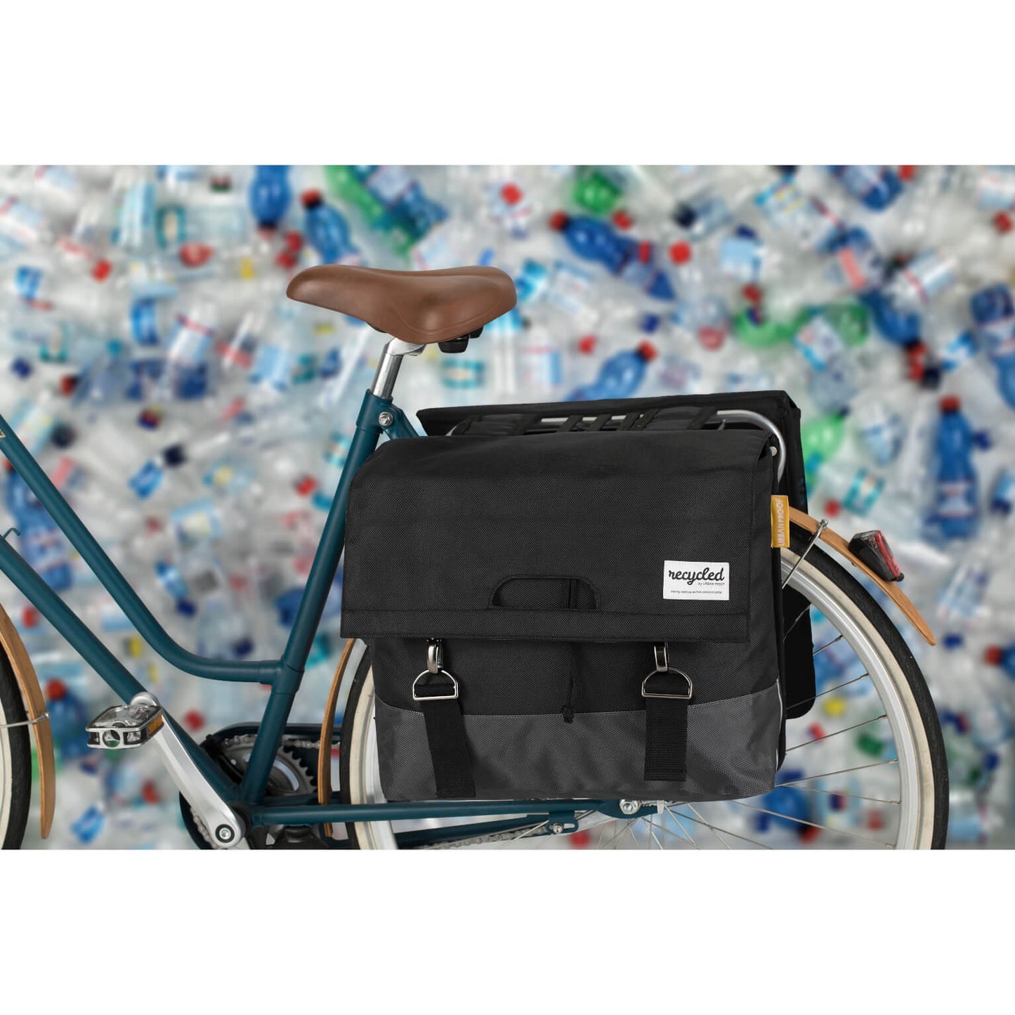 Urban Proof Dubbele Fietstas 55L Zwart Grijs - Gerecycled RPET