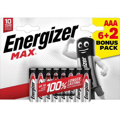 Enerdis energizer max lr03 aaa blister 6+2 stuks