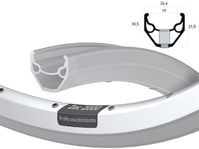 Ryde velg 26 inch 559 zac2000 zilver gesleten zijkant dubbel bus 36