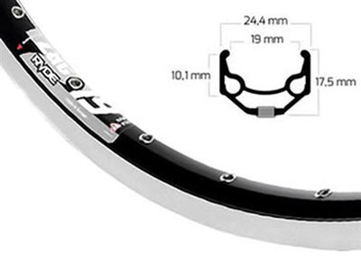 Ryde velg 28 inch 622 zac19 zwart geslepen zijkant 36 dubbel bus