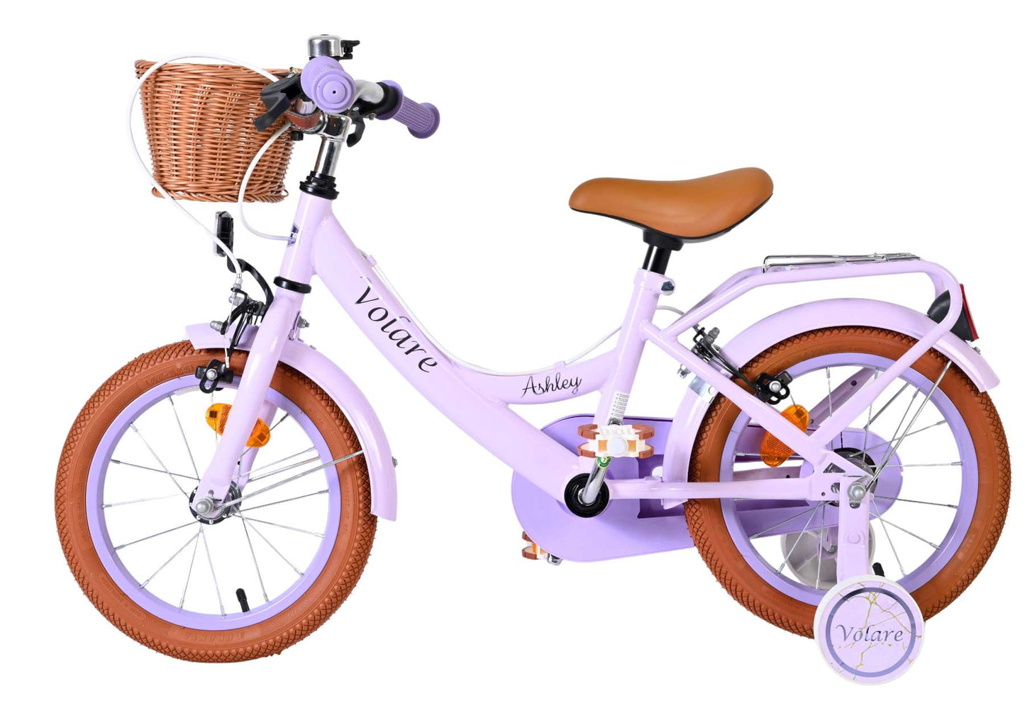 Volare ashley kinderfiets - meisjes - 14 inch - lila - twee handremmen