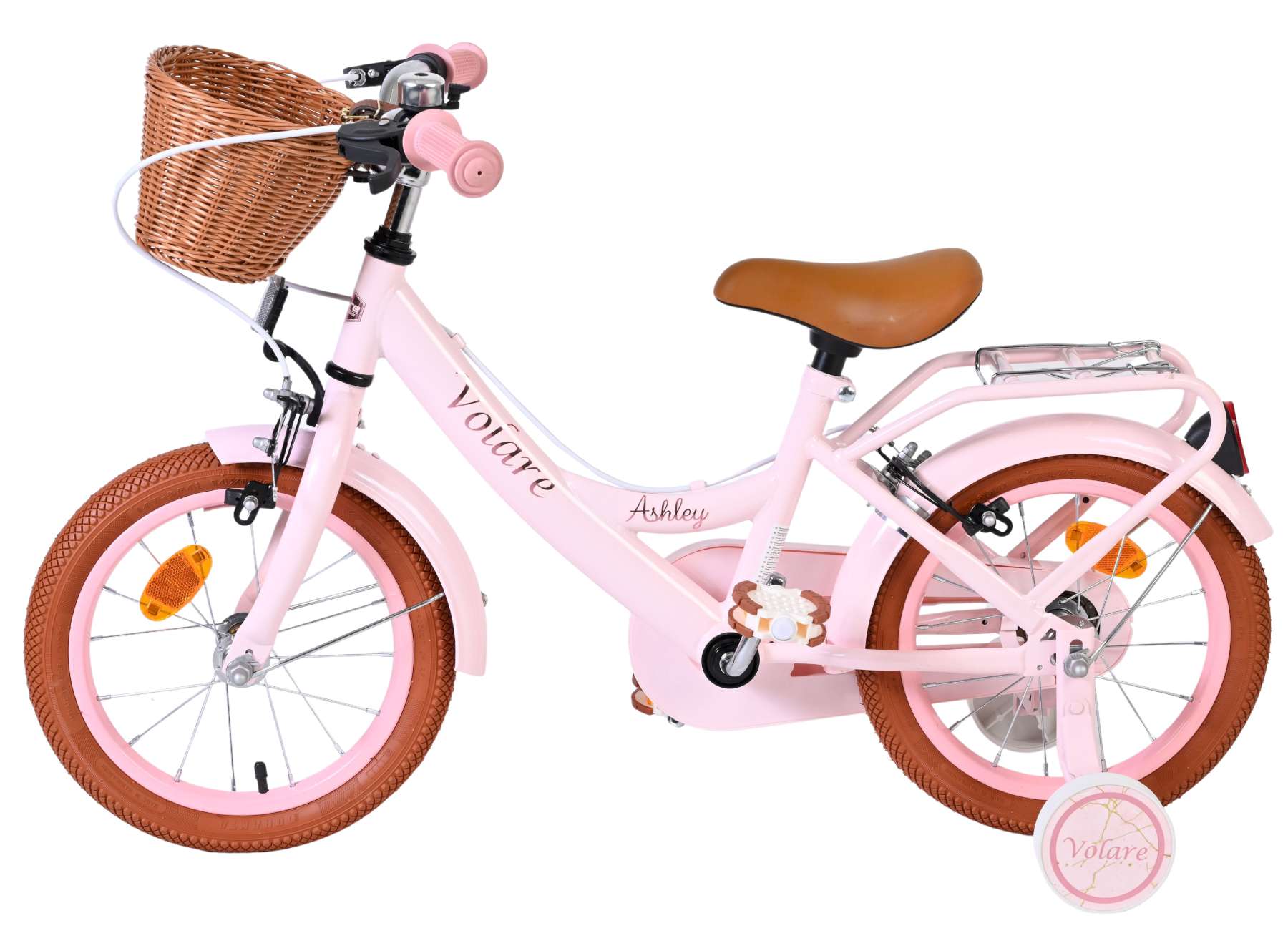 Volare ashley kinderfiets - meisjes - 14 inch - roze - twee handremmen