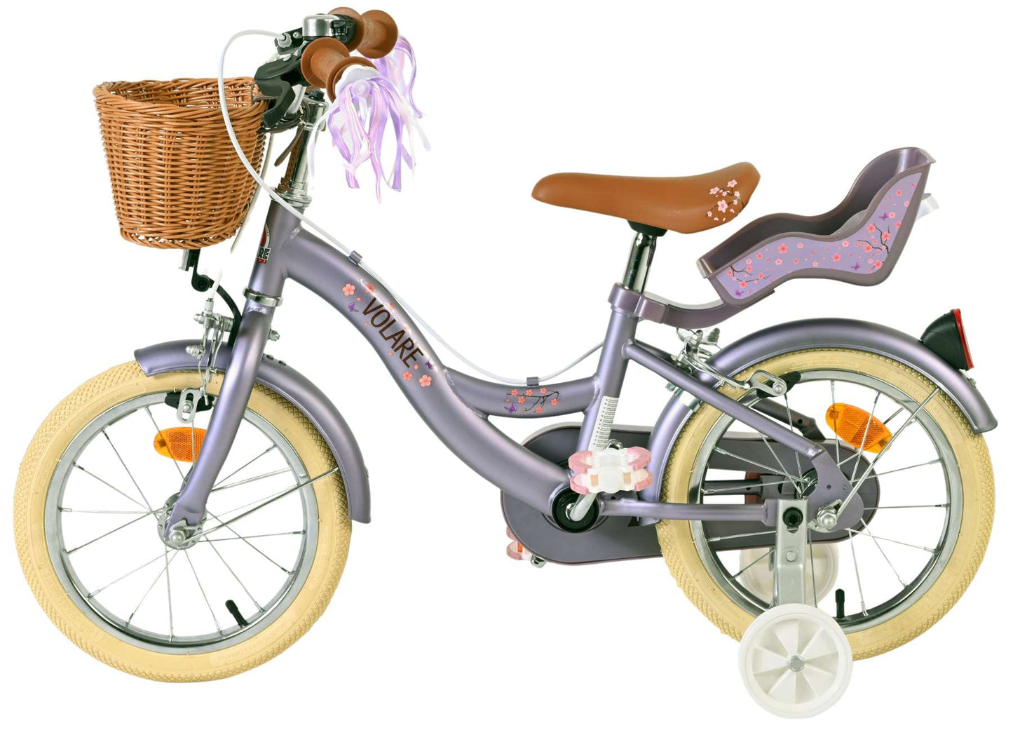 Volare blossom kinderfiets - meisjes - 14 inch - paars - twee handremmen