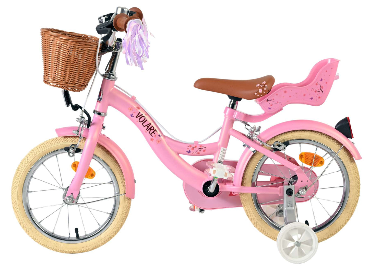 Volare blossom kinderfiets - meisjes - 14 inch - roze - twee handremmen