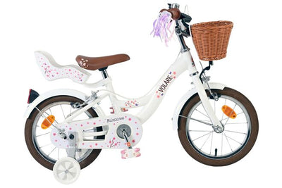 Volare blossom kinderfiets - meisjes - 14 inch - wit - twee handremmen