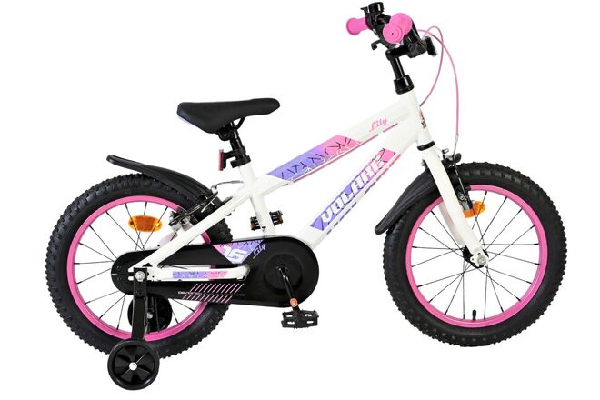 Volare lily kinderfiets - meisjes - 16 inch - wit roze paars - twee handremmen