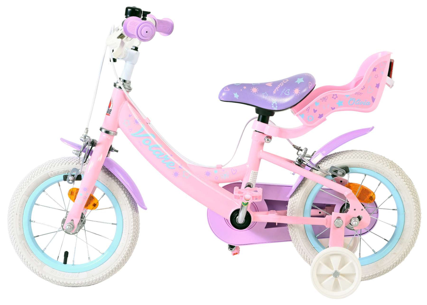Volare olivia kinderfiets - meisjes - 12 inch - roze - twee handremmen