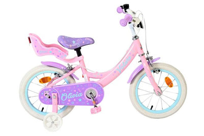 Volare olivia kinderfiets - meisjes - 14 inch - roze - twee handremmen
