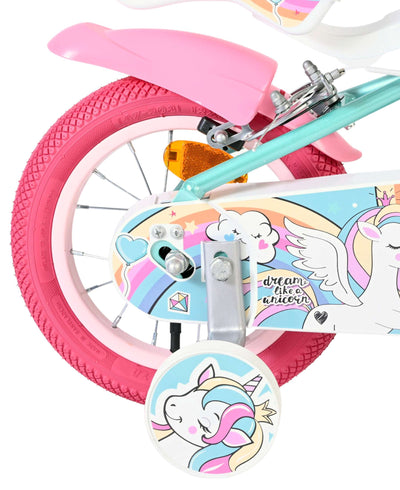 Volare unicorn kinderfiets - meisjes - 12 inch - groen - twee handremmen
