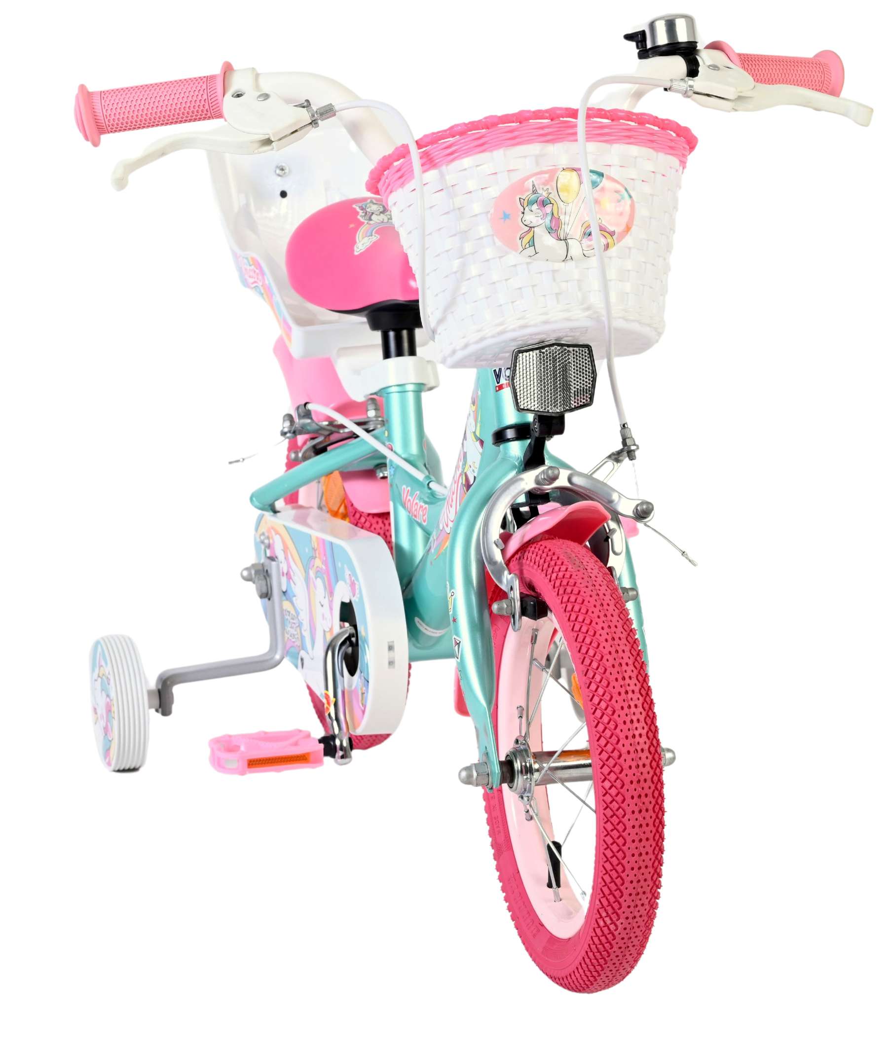 Volare unicorn kinderfiets - meisjes - 12 inch - groen - twee handremmen