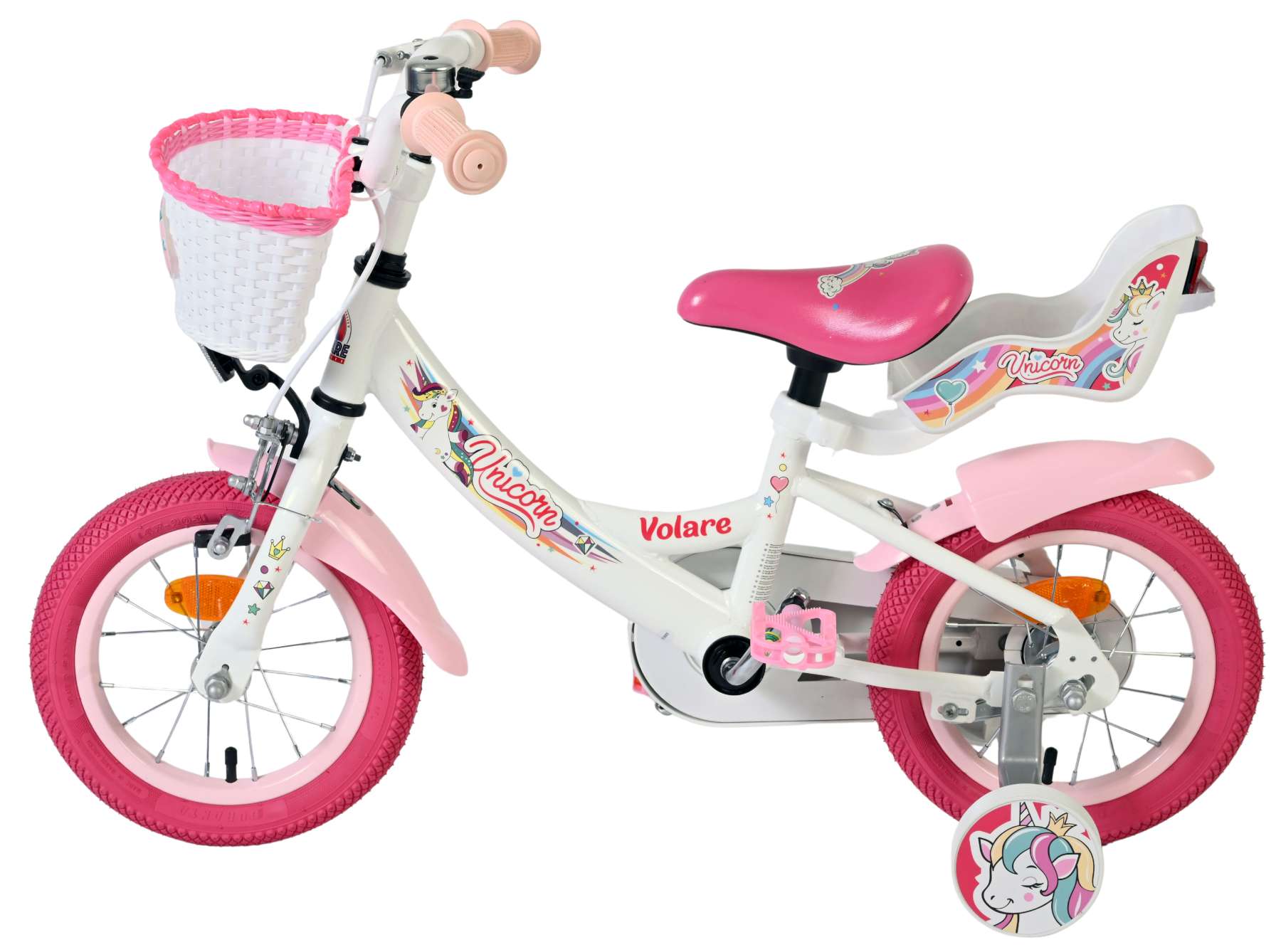 Volare unicorn kinderfiets - meisjes - 12 inch - wit