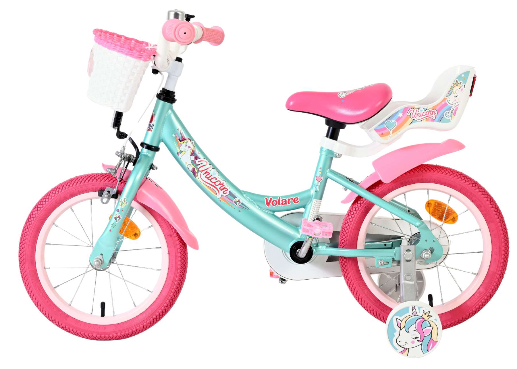 Volare unicorn kinderfiets - meisjes - 14 inch - groen