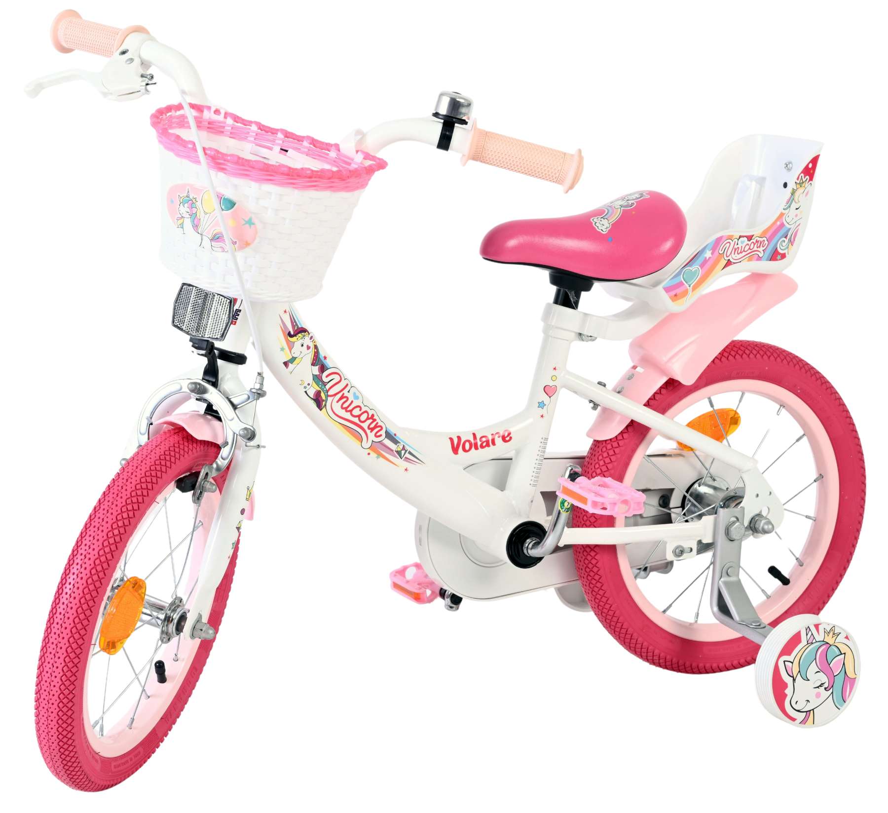 Volare unicorn kinderfiets - meisjes - 14 inch - wit