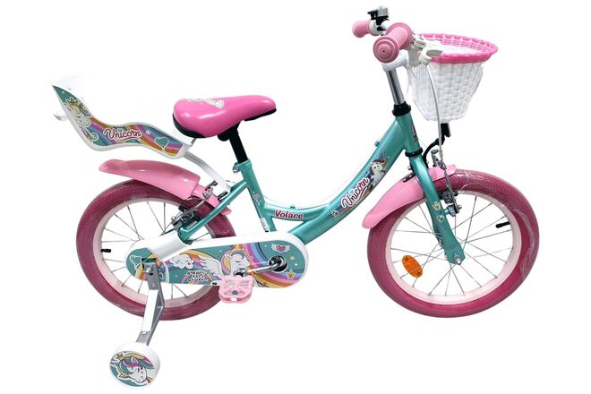 Volare unicorn kinderfiets - meisjes - 16 inch - groen - twee handremmen