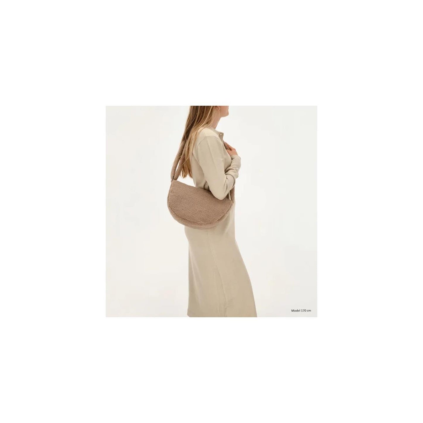 Beagles fluffy teddy moon bag schoudertas 34x21x8cm lugo taupe