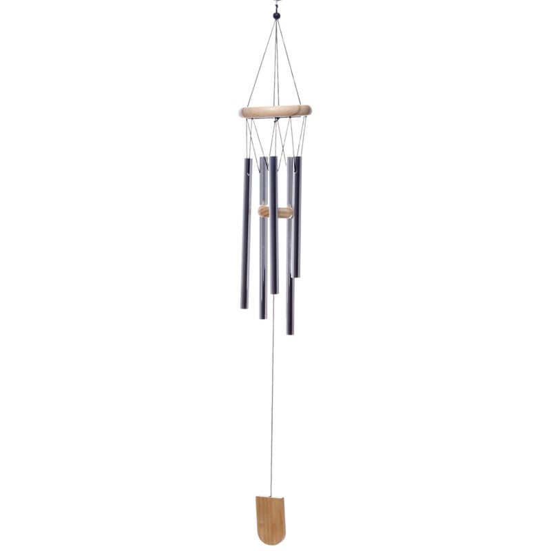 Houten windgong met metalen buizen 58cm