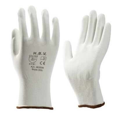 Werkhandschoen pu gecoat wit mt8 | 12 stuks