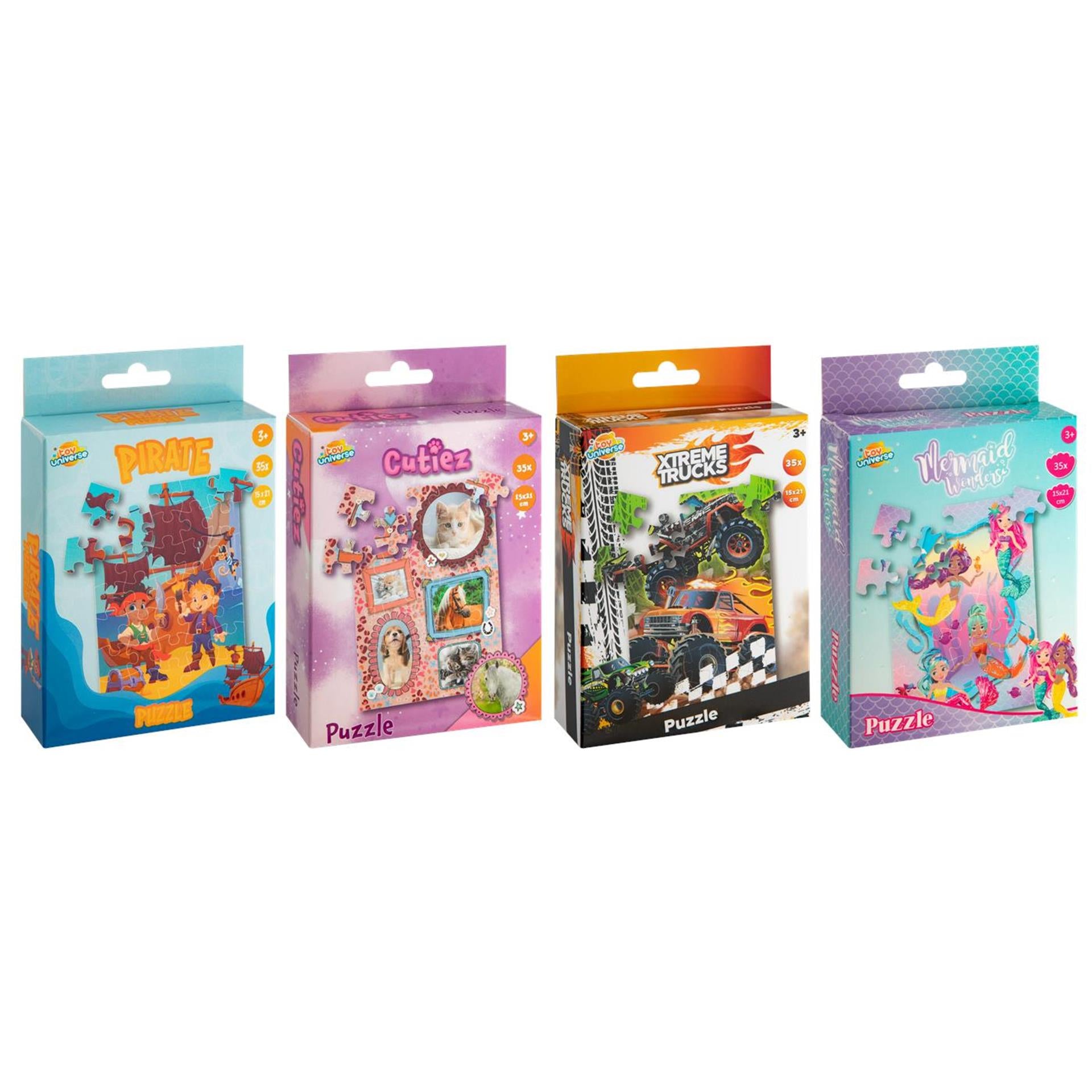 Toy universe puzzel hout mini 35 pcs. 21x15cm. 4ass