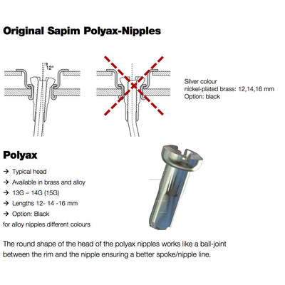 Sapim spaaknippel 13 polyax xl 14mm messing zilver (100st)
