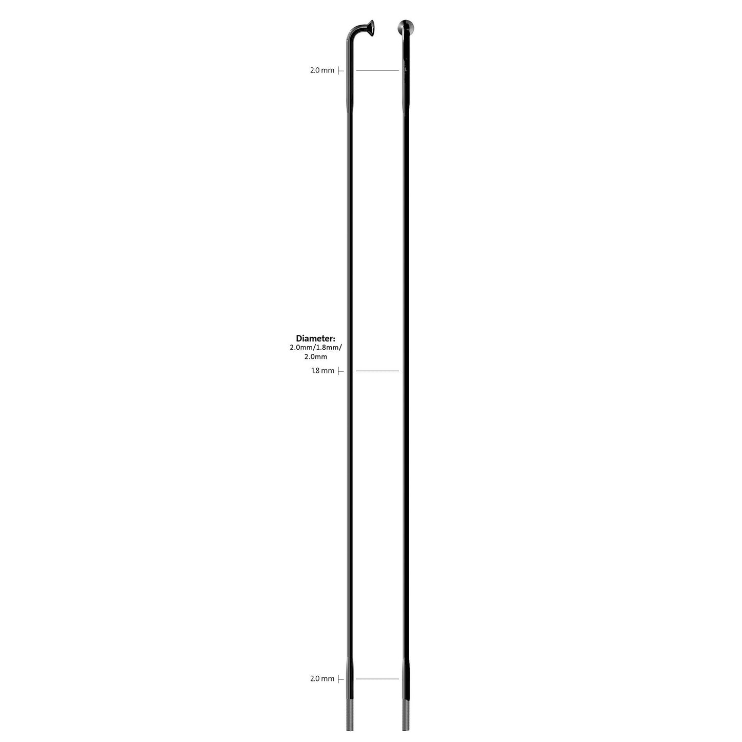Sapim spaak 14-252l race rvs zwart zonder nippel (100st)