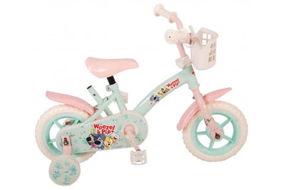Woezel Pip Kinderfiets - Meisjes - 10 inch - Mint Blauw Roze - Doortrapper