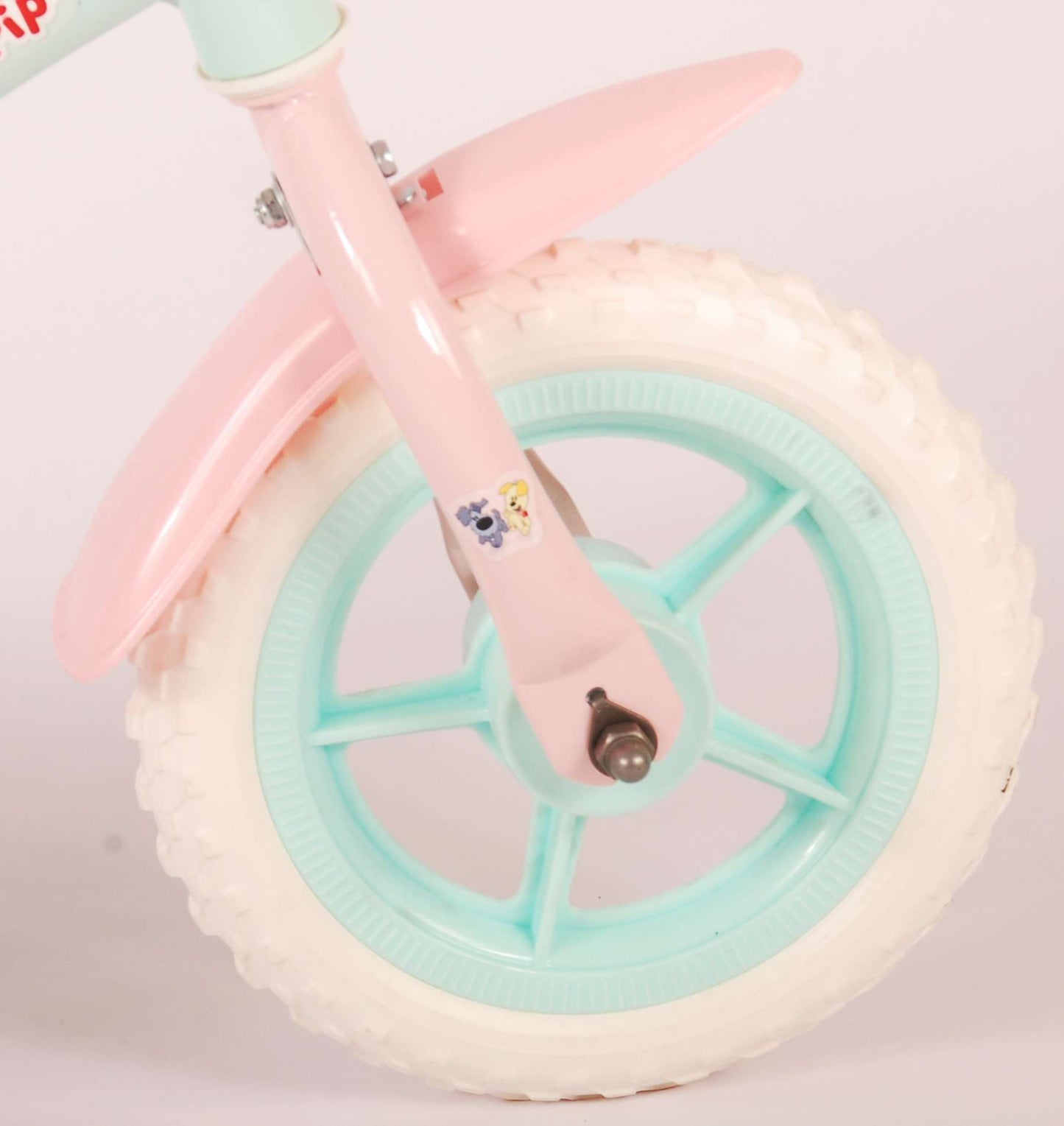 Woezel Pip Kinderfiets - Meisjes - 10 inch - Mint Blauw Roze - Doortrapper