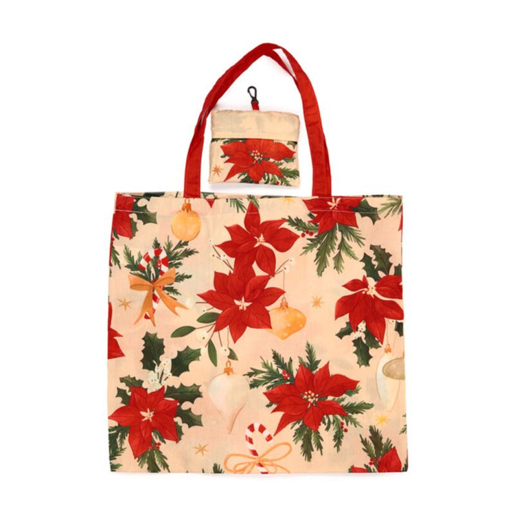 Opvouwbare tas - christmas botanicals kerstster