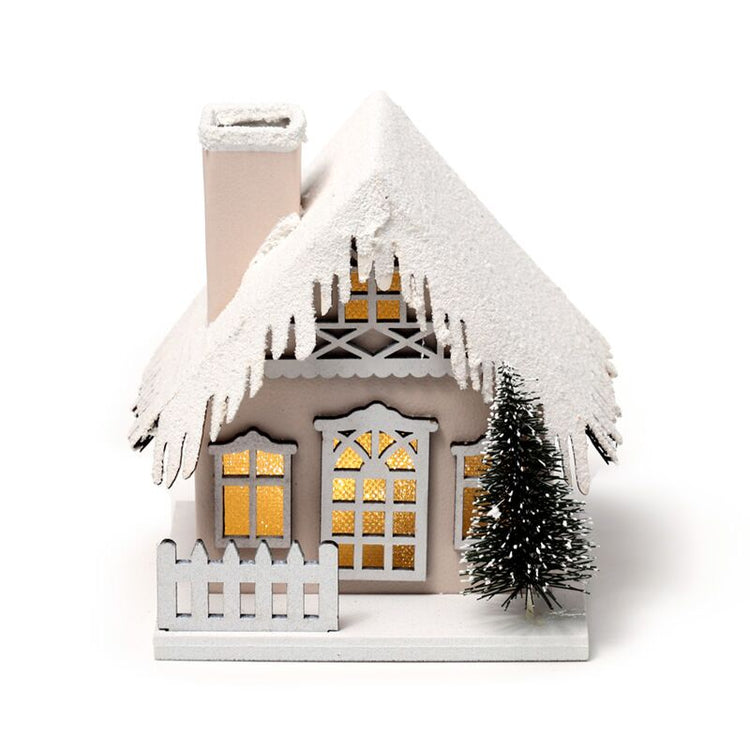 Sneeuw kerstmis huis led decoratie