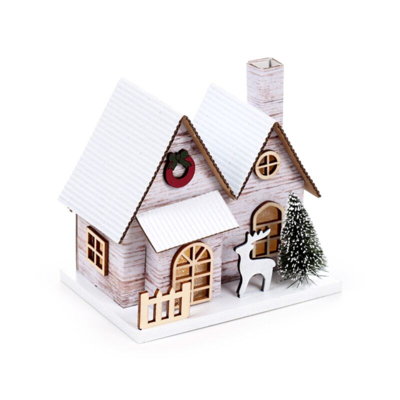 Zilverberk dubbel front kerstmis huis led decoratie